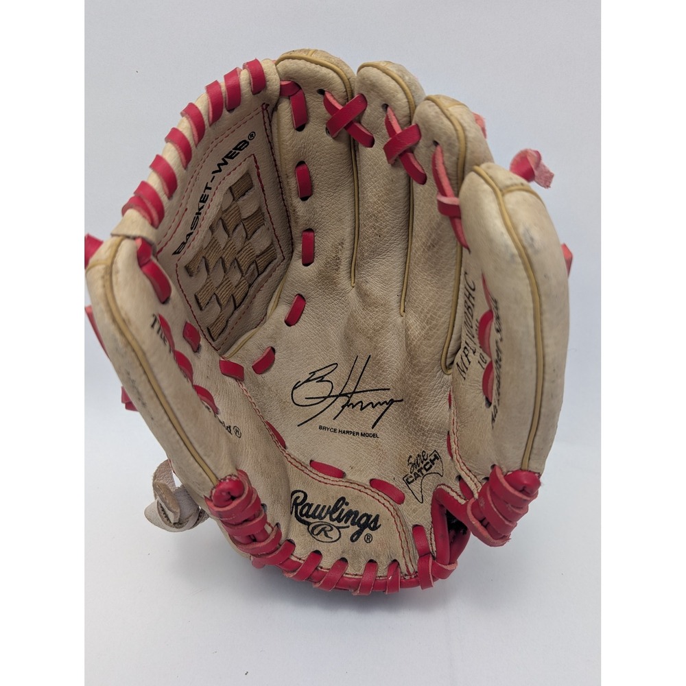 Rawlings Bryce Harper 10 Inch Youth Baseball Glove Tan Red MPL100BHC RH Throw - Picture 4 of 11